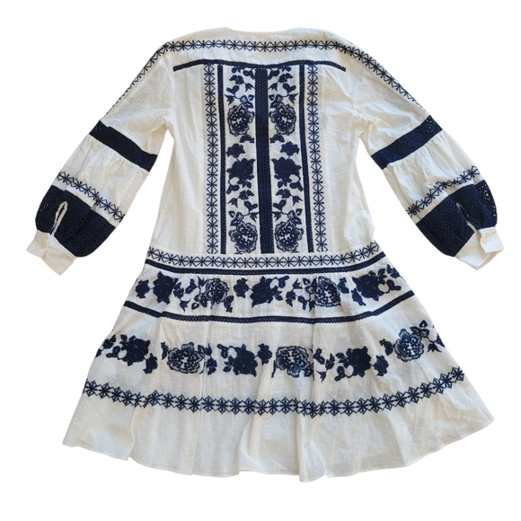 Boho Chic Tory Burch Gabriella 100% Cotton Embroidered Dress Size 0 - Picture 8 of 15